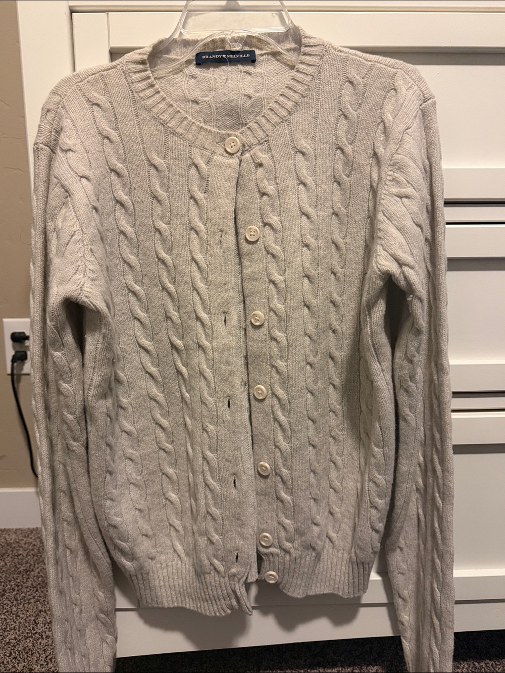 Brandy Melville Ivory Cable-Knit Button Cardigan